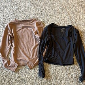 Amazon Essentials Black & Tan Fitted Long Sleeve Tops